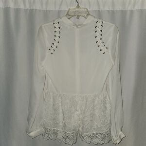 VENUS White Lace Detail Blouse size 2 #feminine #delicate #elegant